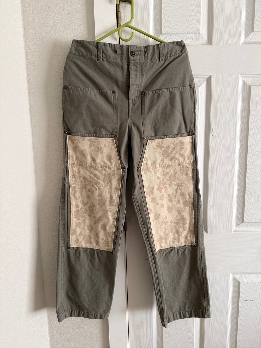 Free People Green Cargo Pants with custom Knee and Back Pocket Panels Small
